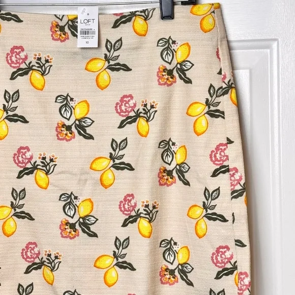 NWT Loft Outlet Lemon Print A-Line Above Knee Skirt, Size 10 - Picture 2 of 10